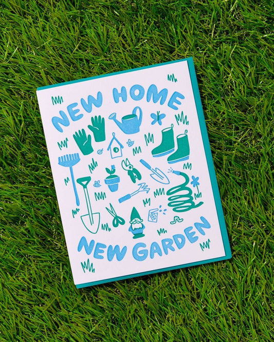 Letterpress New Home Card—New Home, New Garden (Fun, Cute)