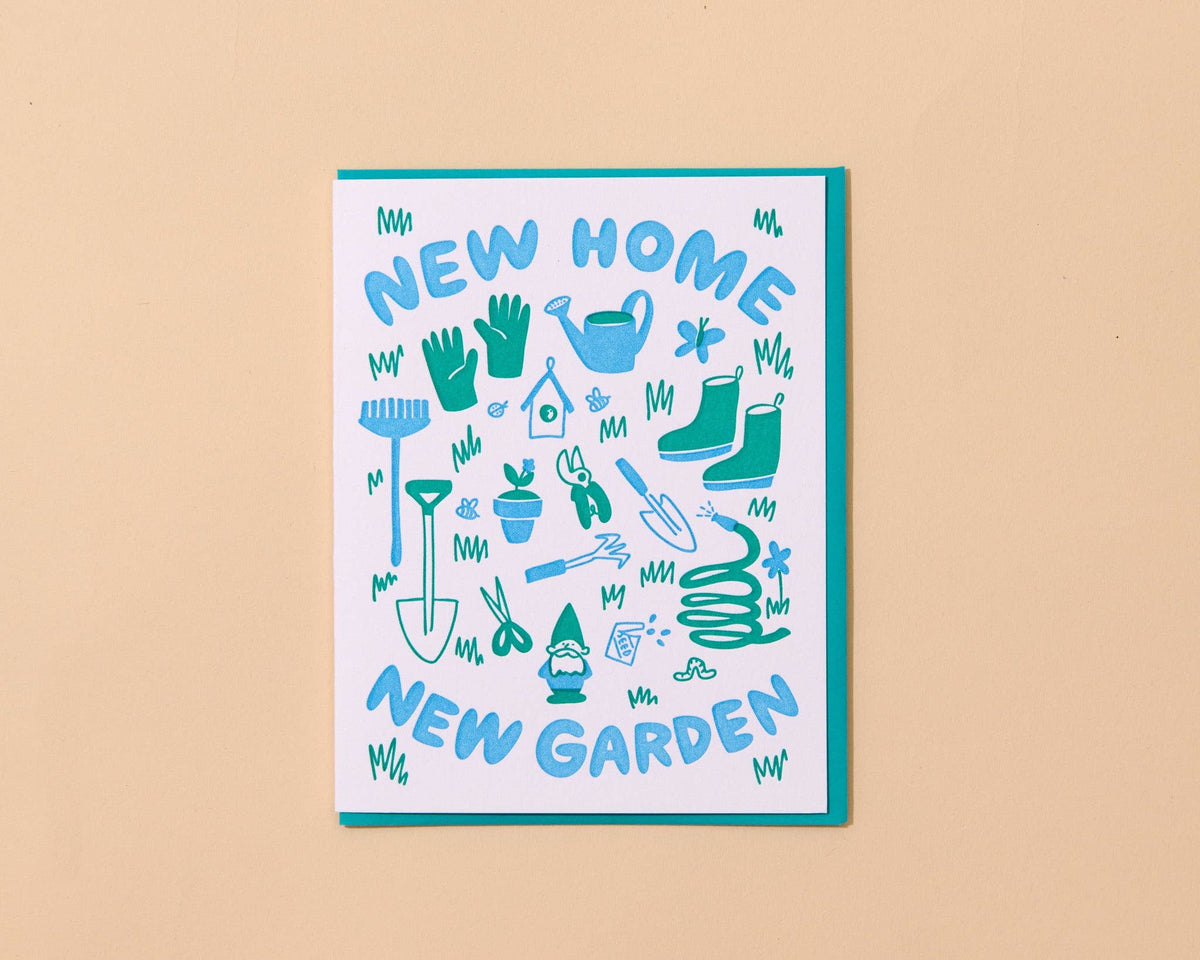 Letterpress New Home Card—New Home, New Garden (Fun, Cute)