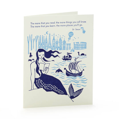 Mermaid reading A2 Card
