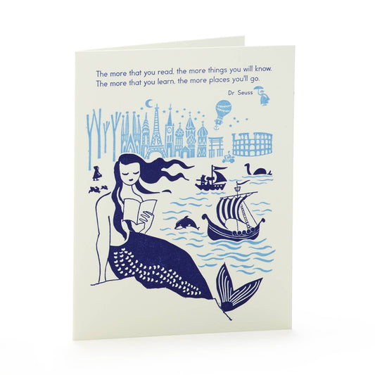 Mermaid reading A2 Card