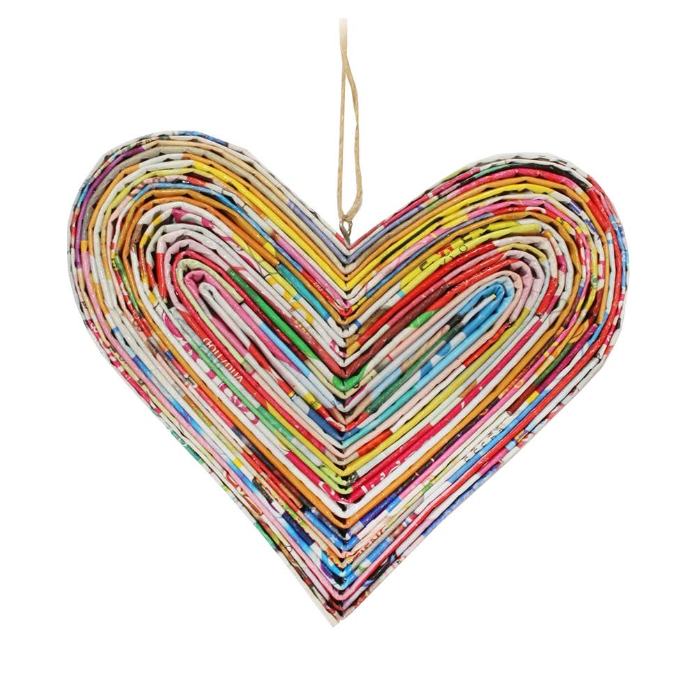 Recycled Magazine Heart Ornament  TLV100