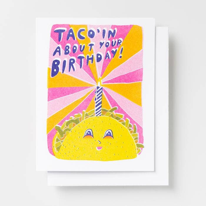 Taco Birthday   Risograph Card