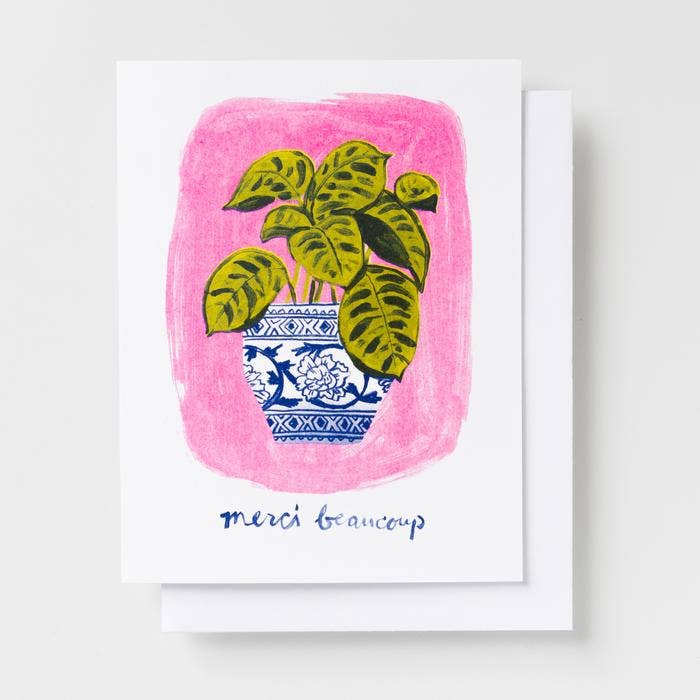 Merci Beaucoup Plant Risograph Card