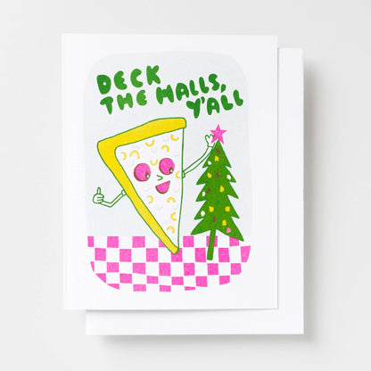 Deck The Halls Pizza Risograph Card