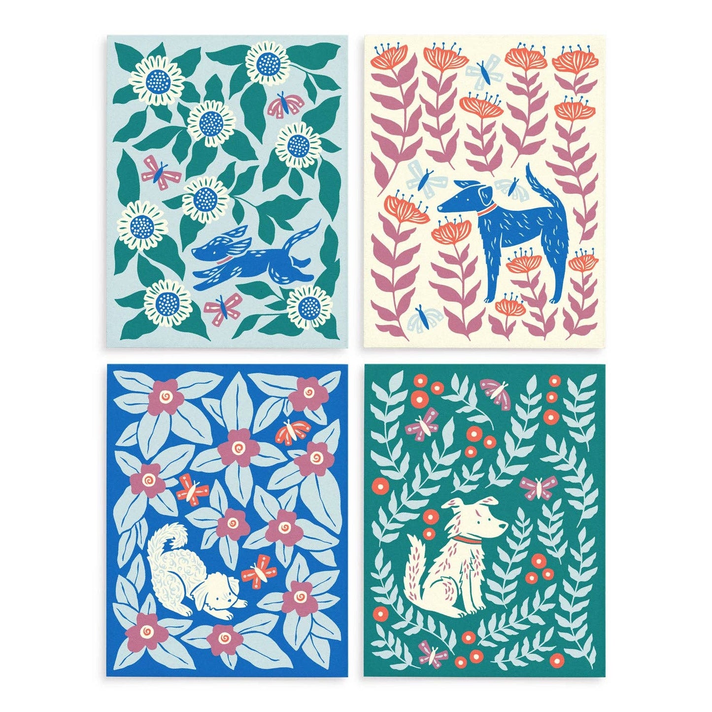 Dogs & Blooms Cards, Box of 8 Assorted