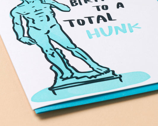 Letterpress Birthday Card—Birthday Hunk (David, Art, Funny)