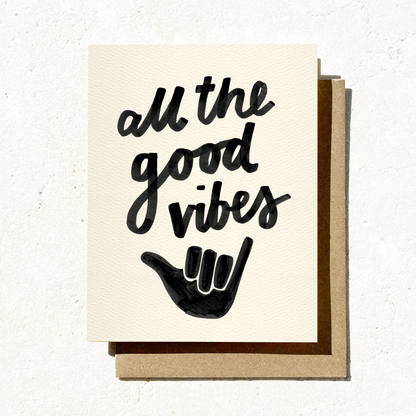 All The Good Vibes Card | Shaka Card | Surf Aesthetic | Fall