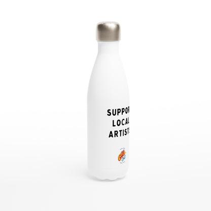 White 17oz Support Local Artists Stainless Steel Water Bottle