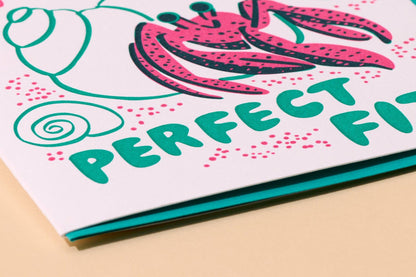 Letterpress New Home Card—Perfect Fit (Hermit Crab, Funny)