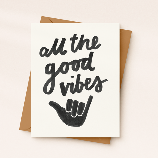All The Good Vibes Card | Shaka Card | Surf Aesthetic | Fall
