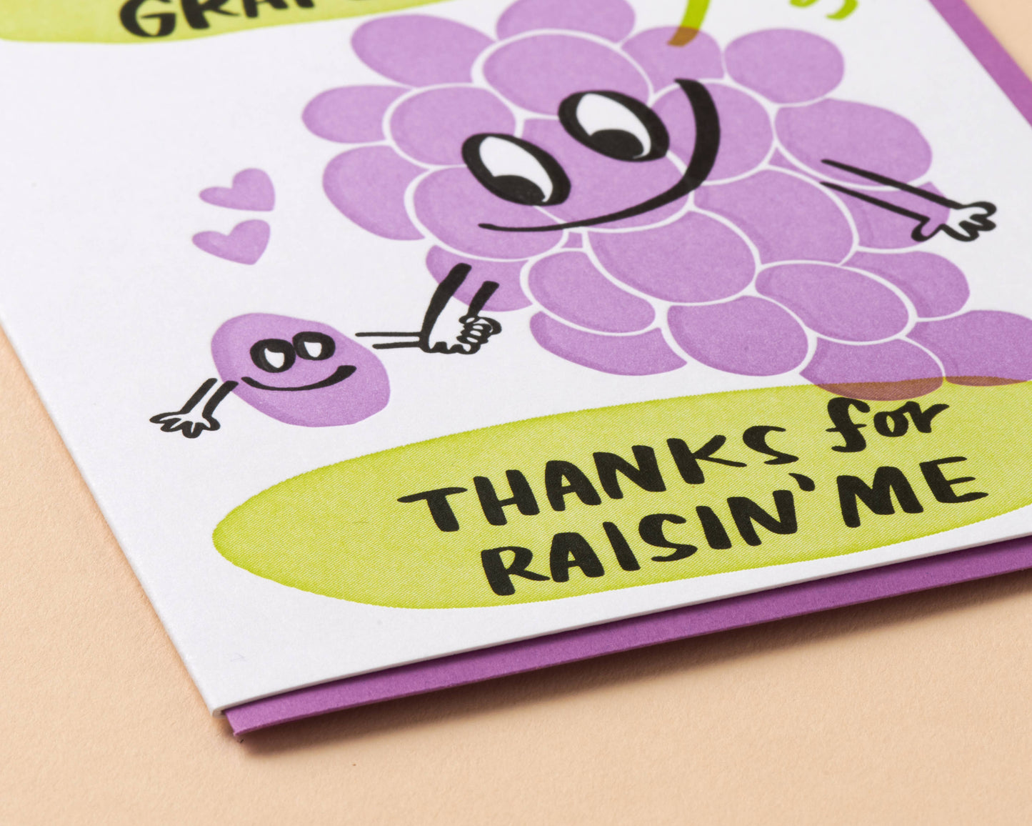 Letterpress Mother's Day Card—Grape Mom (Fruit, Cute, Kids)