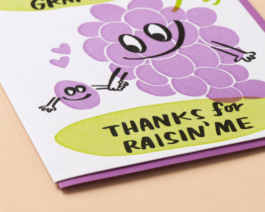 Letterpress Mother's Day Card—Grape Mom (Fruit, Cute, Kids)