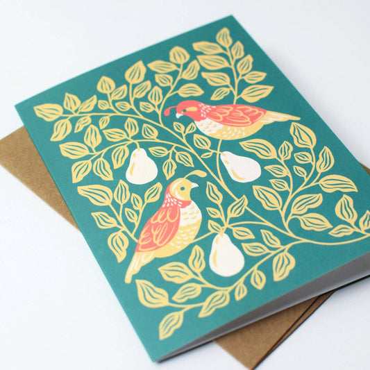 Partridges Holiday Greeting Card: Original Christmas Art