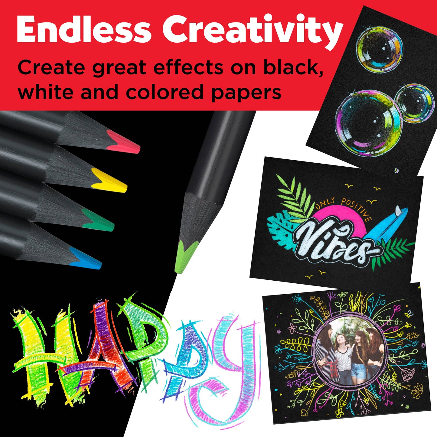 Super Soft Black Edition Colored Pencils, Gift Tin of 12