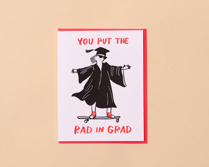 Letterpress Graduation Card—Rad in Grad (Congrats, Modern)