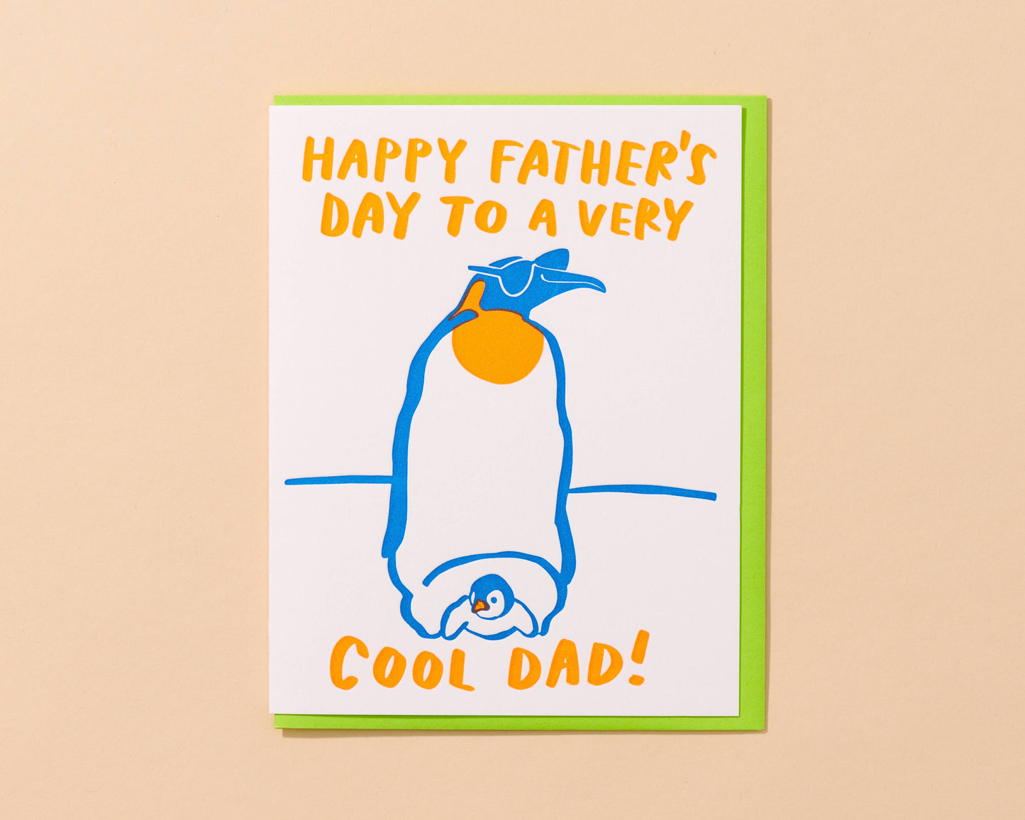 Letterpress Father's Day Card—Cool Dad (Penguins, From Kid)