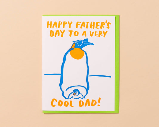 Letterpress Father's Day Card—Cool Dad (Penguins, From Kid)