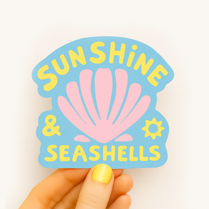 Sunshine and Seashells | Beach Sticker | Coastal sticker