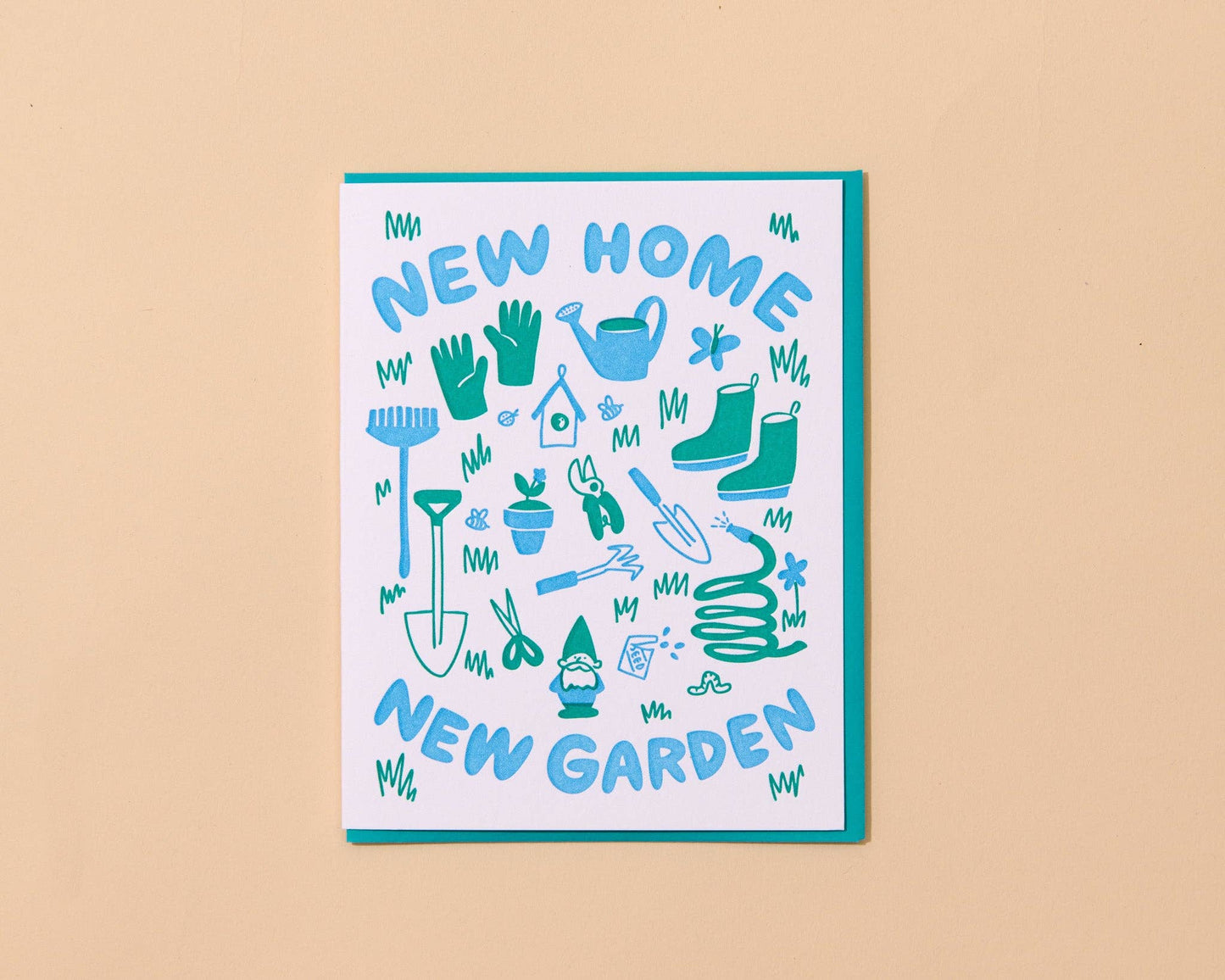 Letterpress New Home Card—New Home, New Garden (Fun, Cute)