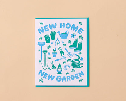 Letterpress New Home Card—New Home, New Garden (Fun, Cute)