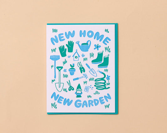 Letterpress New Home Card—New Home, New Garden (Fun, Cute)