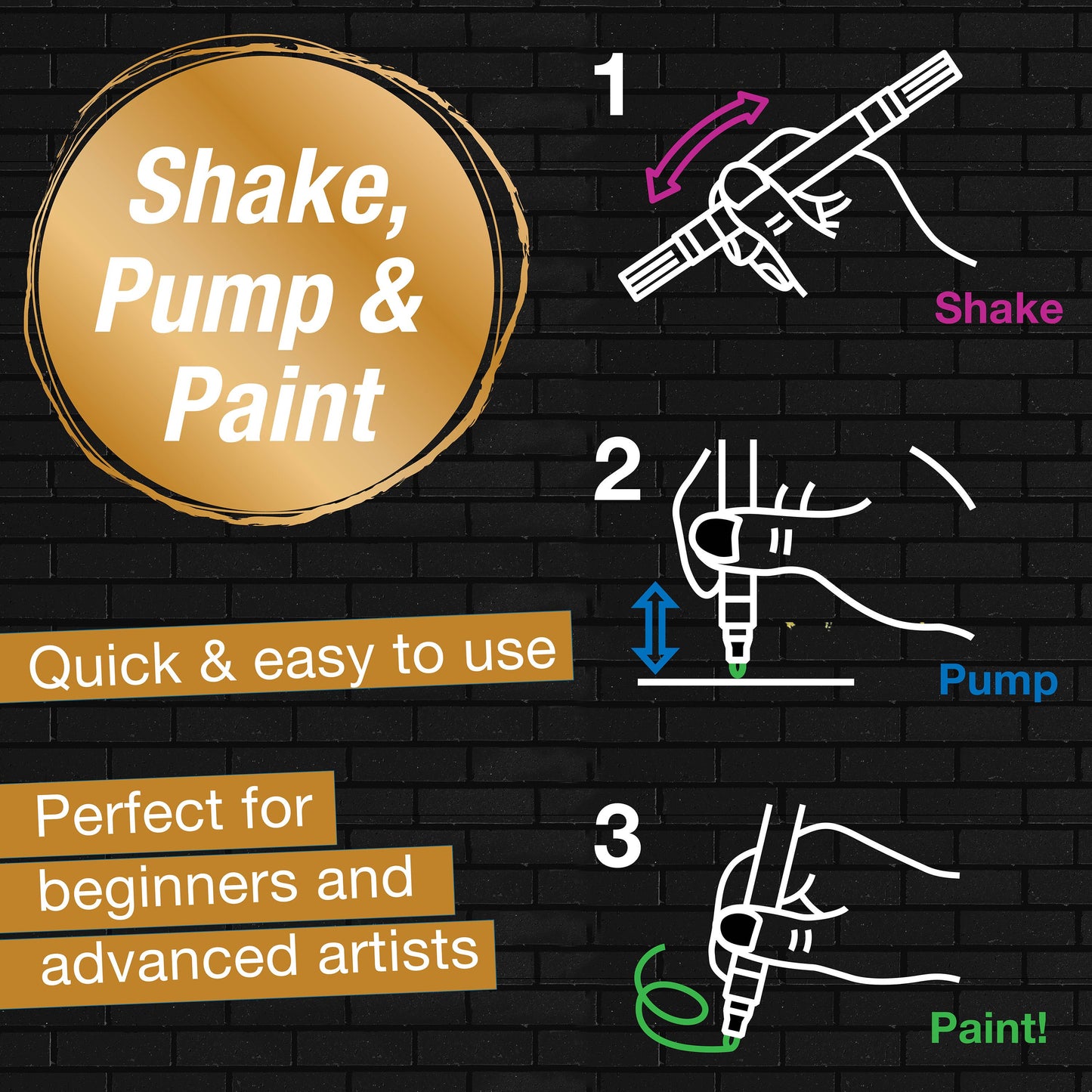 Shake & Paint Acrylic Markers 6 Ct Metallic Colors