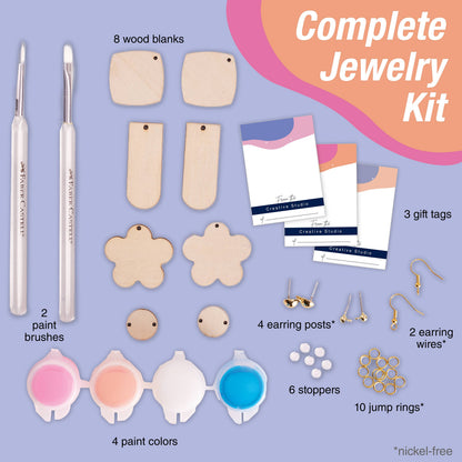 Painted Wood Earrings - Adult Craft Kit Makes 3 Pairs