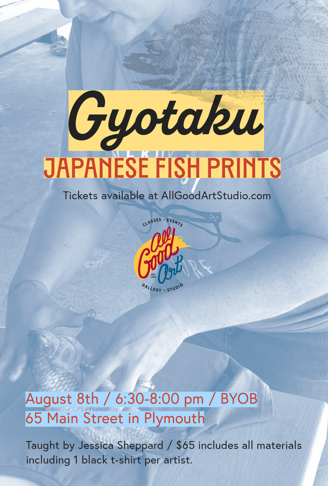 Japanese Gyotaku Fish Printing T Shirts with Jessica