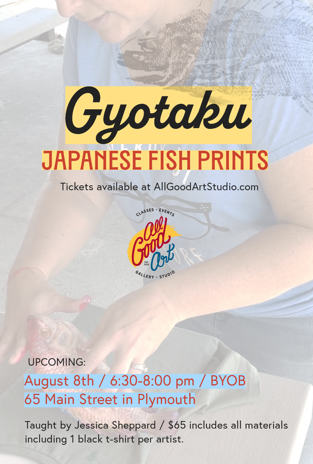 Japanese Gyotaku Fish Printing T Shirts with Jessica