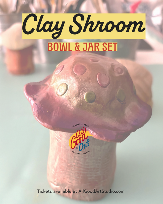 Clay Mushroom Jar & Bowl Set - Make Your Own