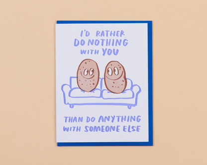 Letterpress Love & Friend Card—Couch Potatoes (Food)