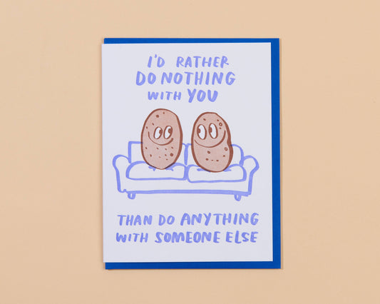 Letterpress Love & Friend Card—Couch Potatoes (Food)