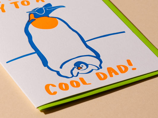 Letterpress Father's Day Card—Cool Dad (Penguins, From Kid)