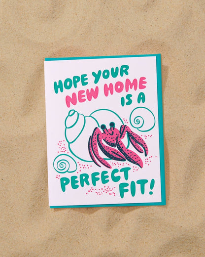 Letterpress New Home Card—Perfect Fit (Hermit Crab, Funny)