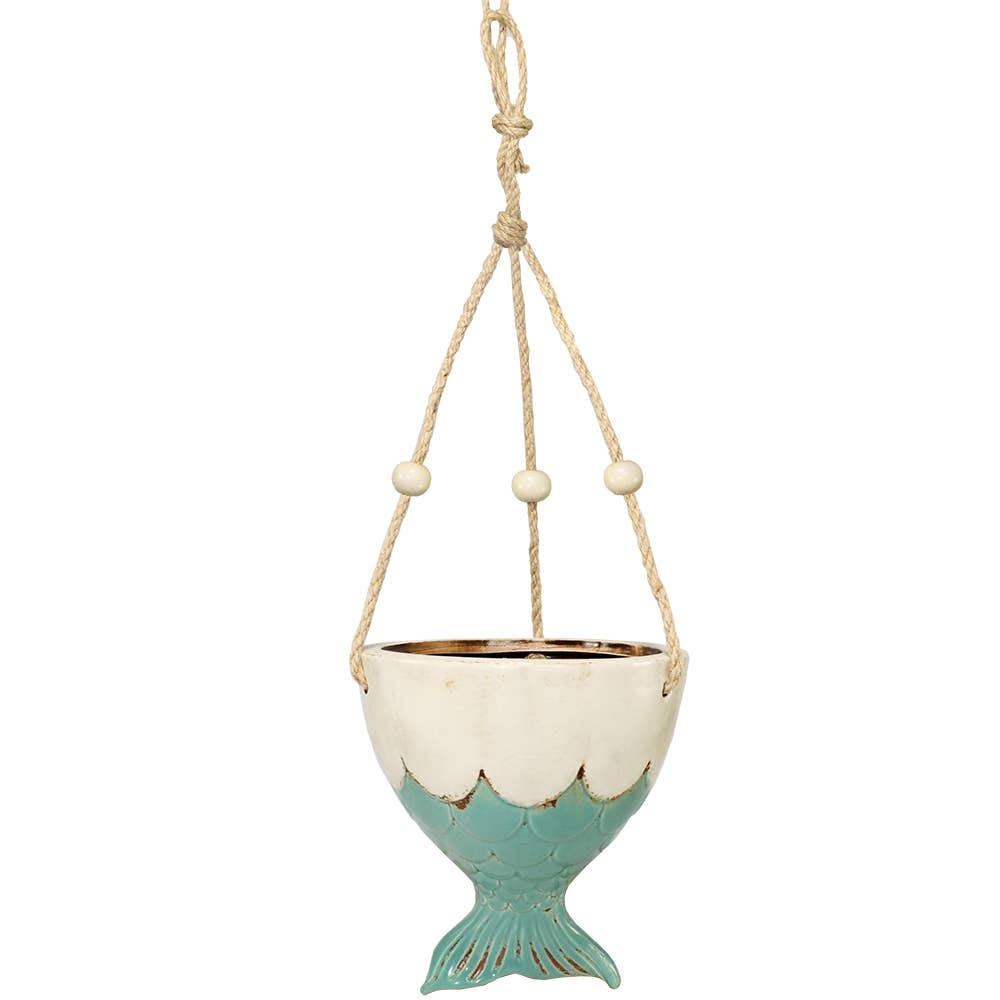 Mermaid Tail  Hanging Planter Pot Ceramic - VDC140