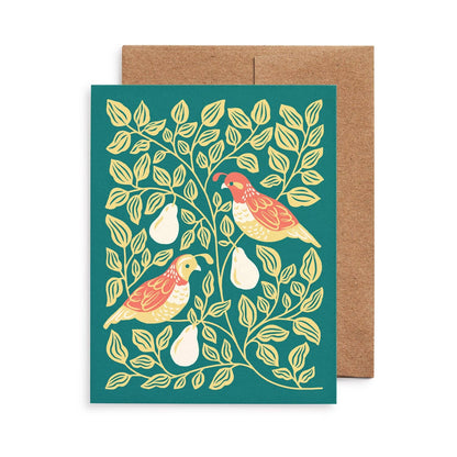 Partridges Holiday Greeting Card: Original Christmas Art