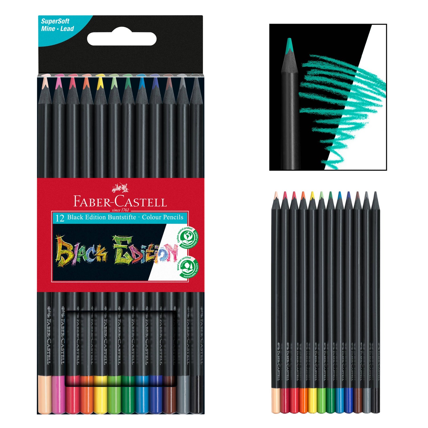 Super Soft Black Edition Colored Pencils, Box of 12