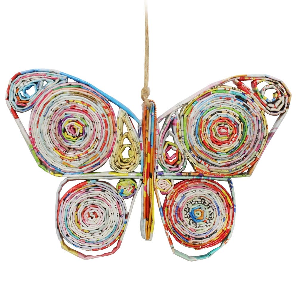Recycled Magazine Butterfly Ornament - TLV111